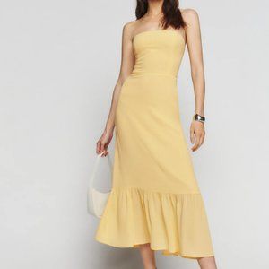 Reformation Arta Midi Dress in Sunshine Yellow (Size 6)